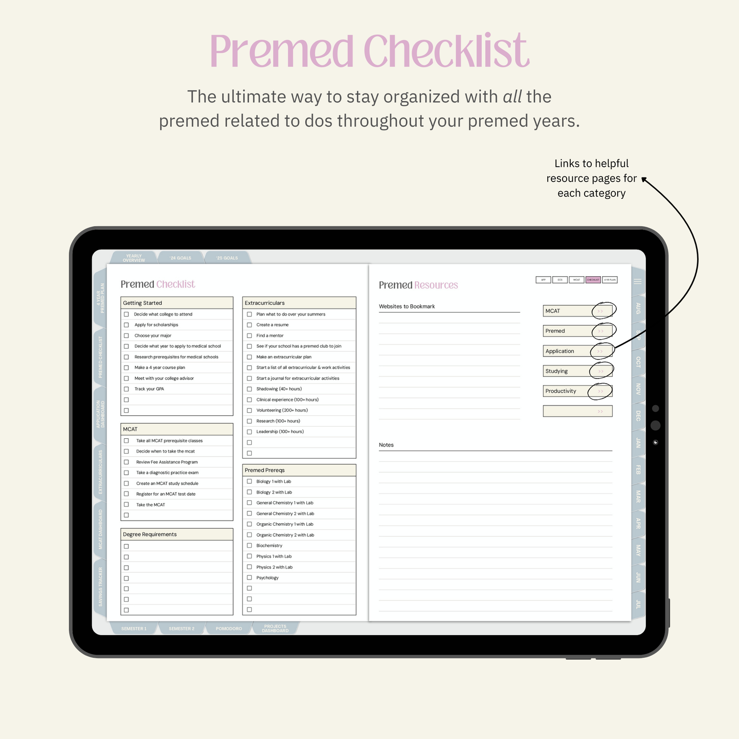 24-25 Daily Premed Digital Planner